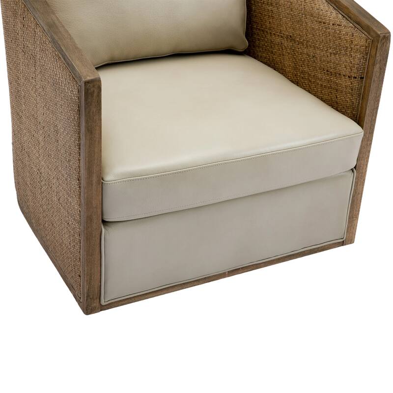Oyster Grey Modern 30.12" Upholstered 360° Swivel Barrel Chair with Sturdy Hardwood Frame