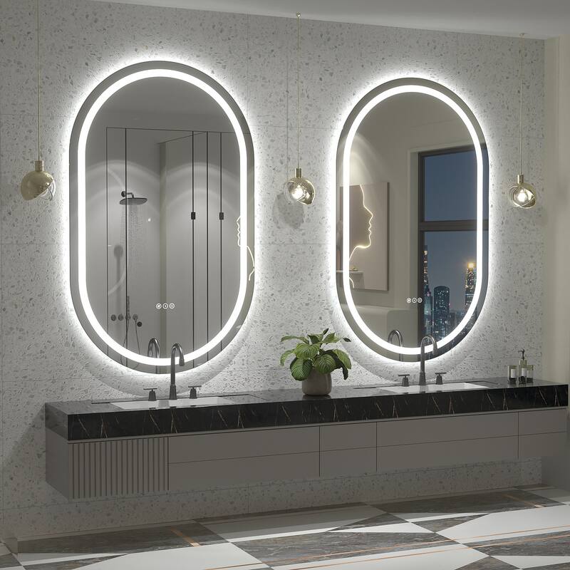UL Certified Oval LED Lighted Anti-fog Wall Bathroom Vanity Mirror