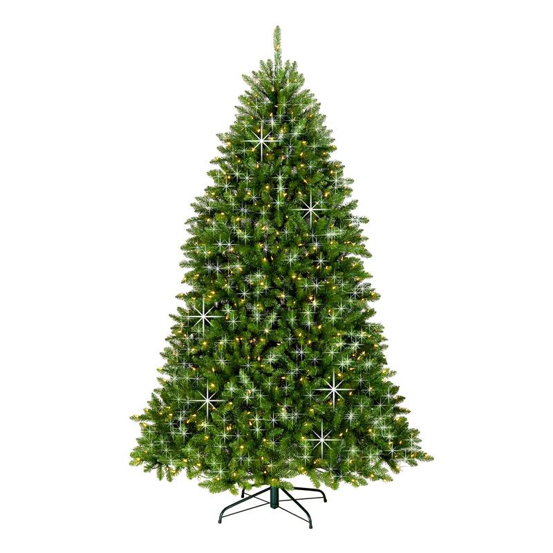 National Tree Company 7.5 ft. Pre-lit Dunhill Shimmer Fir Hinged Artificial Christmas Tree with Silver Tinsel with 700 lights