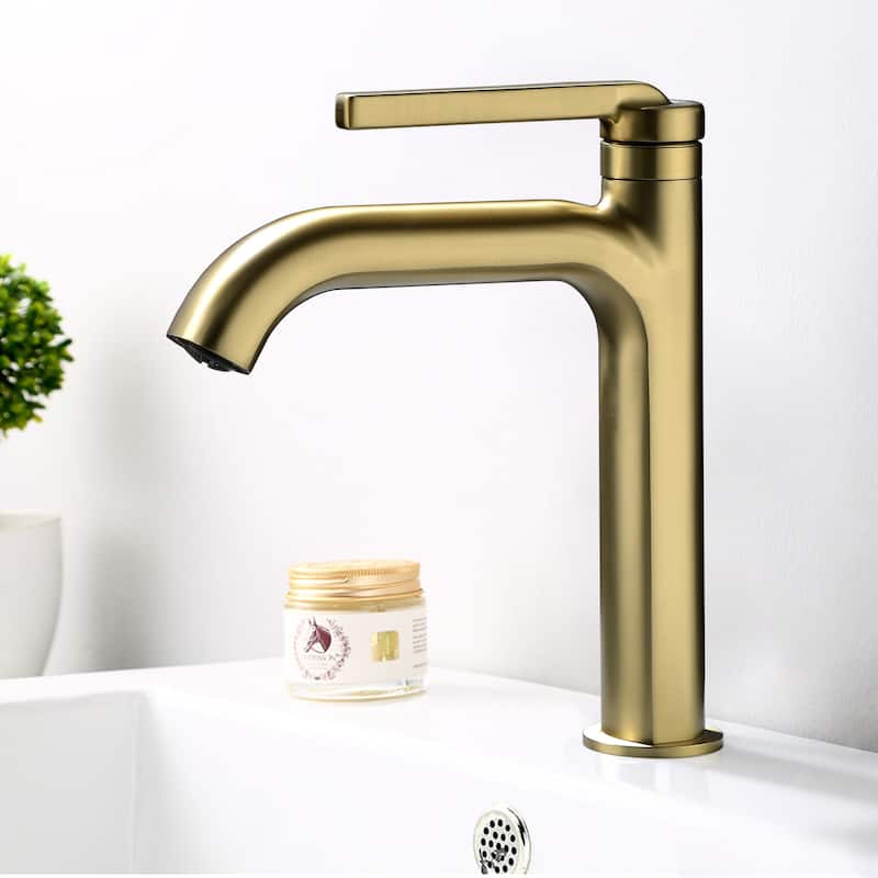 9-12" H Solid Brass Single Handle Bathroom Sink Faucet