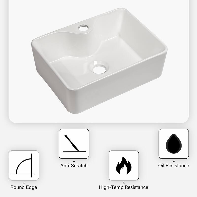 Ceramic Rectangular Sink for Bathroom