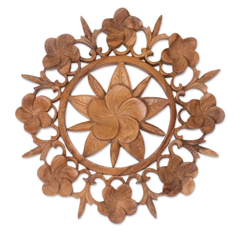 Novica Handmade Jepun Bouquet Wood Relief Panel