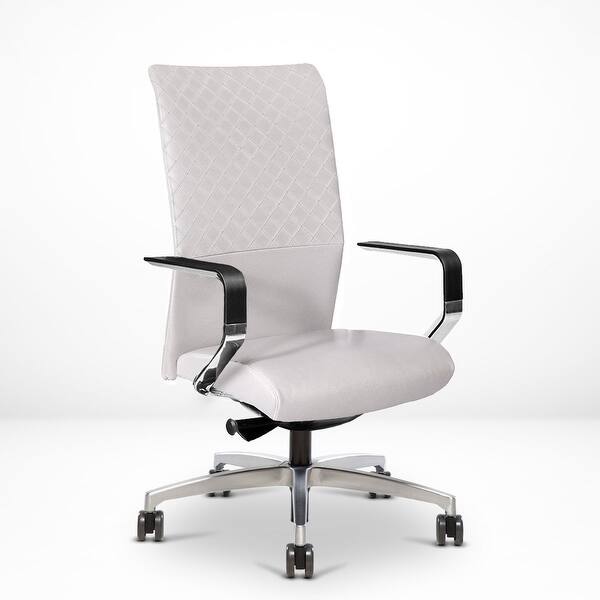 Proform Diamond Hand Stitched Executive Ergonomic Desk Chair With Genuine Italian Leather And Polished Aluminum Frame Overstock 32182096