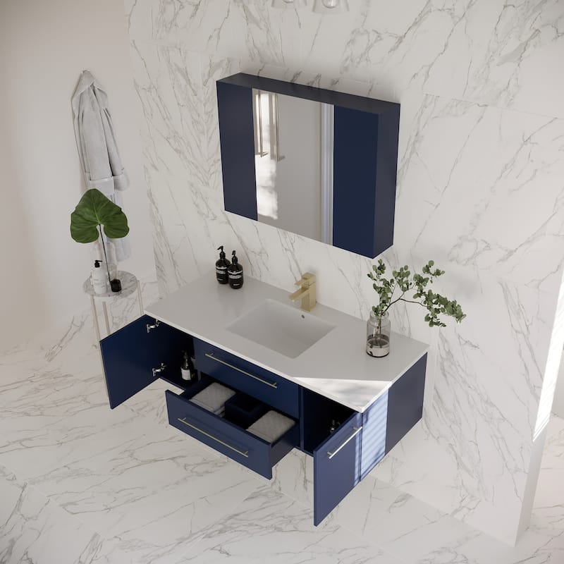 Fresca Lucera 48" Wall Mounted Single Basin Vanity Set with Cabinet,