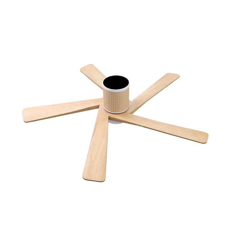 MLiAN 5 Solid Wood Blades DC Motor Indoor Downrod Flush Mount Ceiling Fan Remote Integrated LED