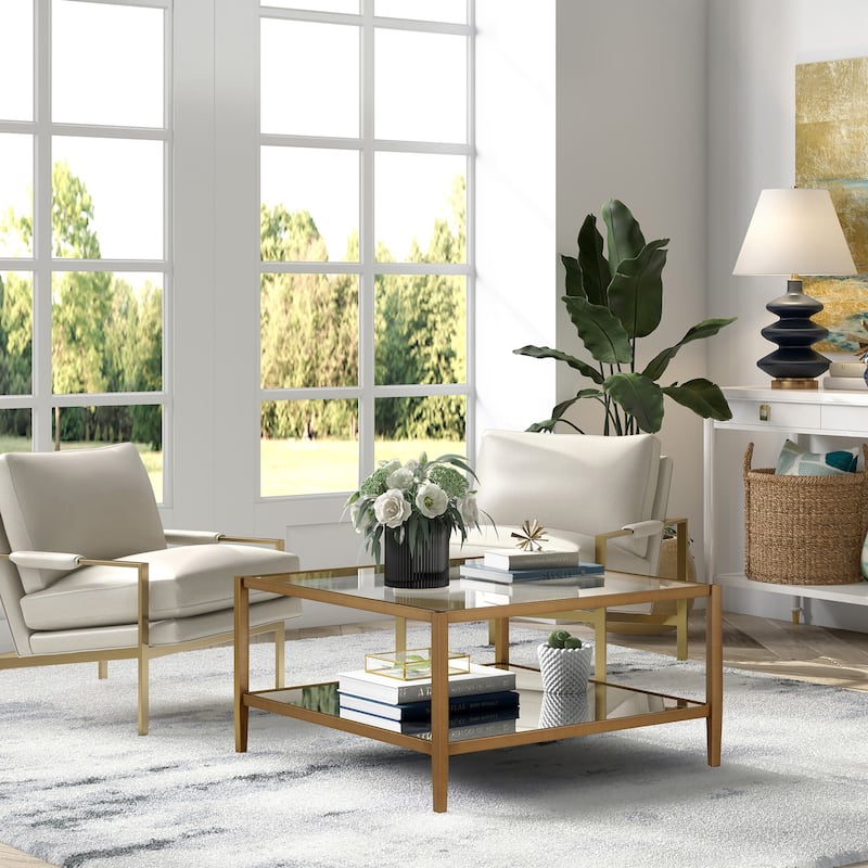 Hera Square Coffee Table with Mirror Bottom Shelf