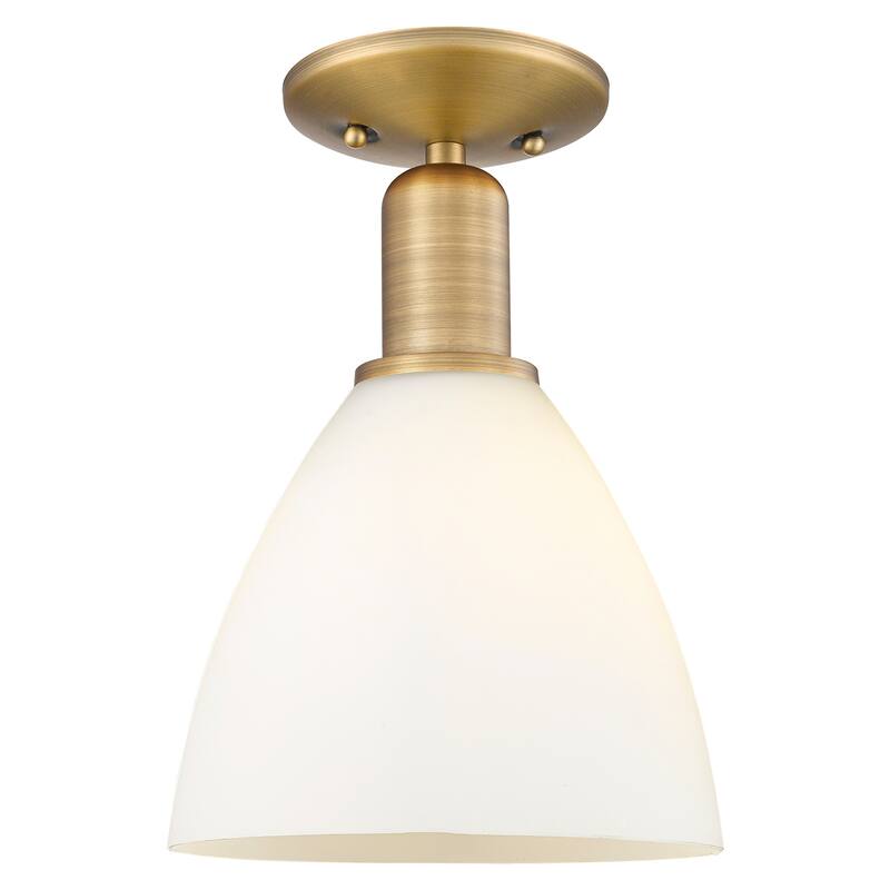 Innovations Lighting 716-1C-11-8 Bristol Semi-Flush Bristol 8" Wide - Brushed Brass / Matte White