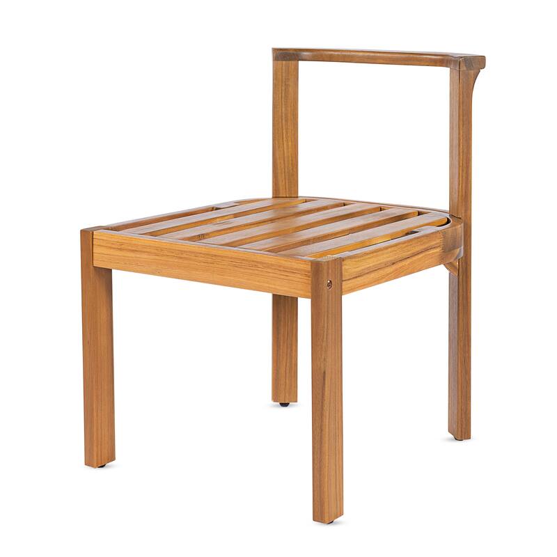 Christopher Knight Home - 5-Piece Outdoor Acacia Wood Dining Set with Sculpted Back Chairs & Slat Round Table