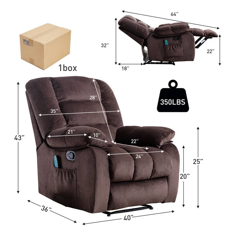 Massage and Manual Recliner Chair with Convenient pocket