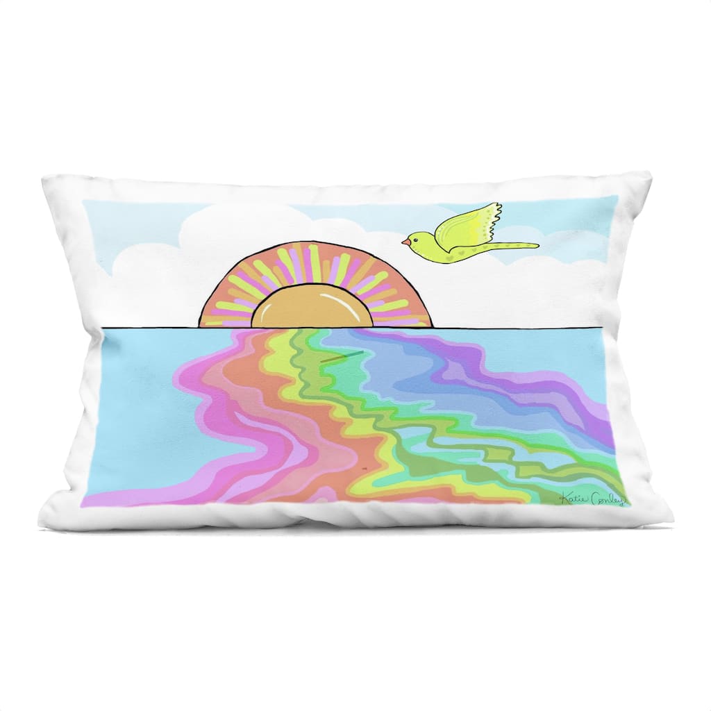 Stupell Swirling Rainbow Sea Reflection Decorative Printed Throw Pillow Design by Katie Conley