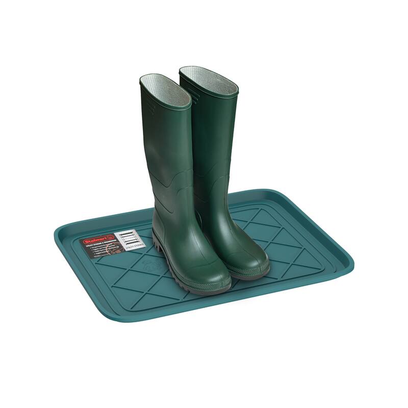 All Weather Boot Tray - Small Water-Resistant Plastic Utility Shoe Mat for Indoor and Outdoor Use by Stalwart (Gray)