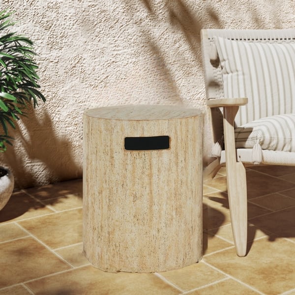 Christopher Knight Home - Trenton Outdoor Fire Pit Table and Side Table Set with Travertine Stone Texture and Durable MGO Build