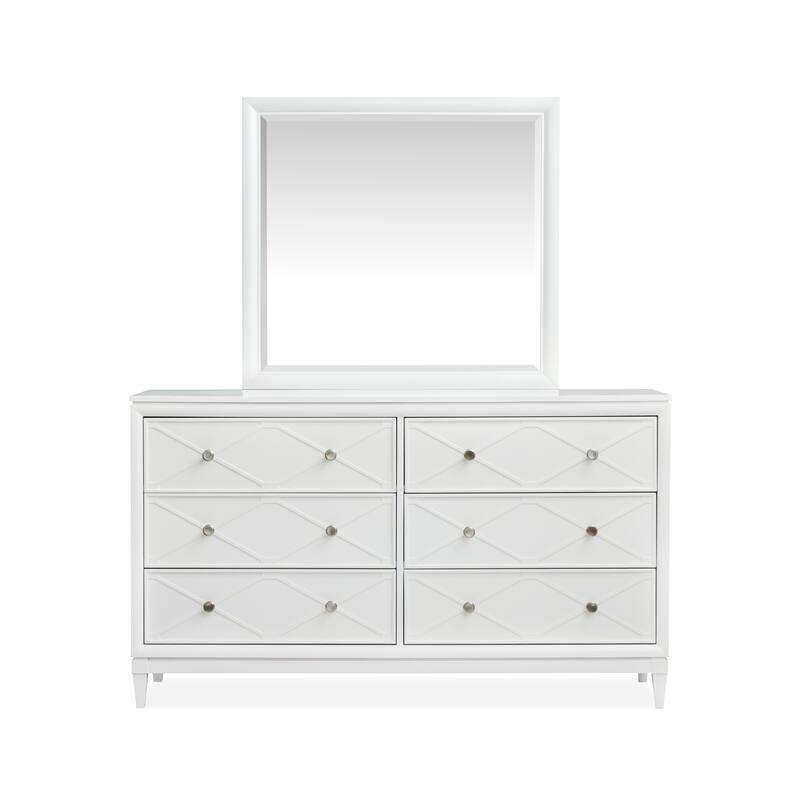 Magnussen Home Springhouse Whisper White Double Drawer Dresser with Landscape Mirror