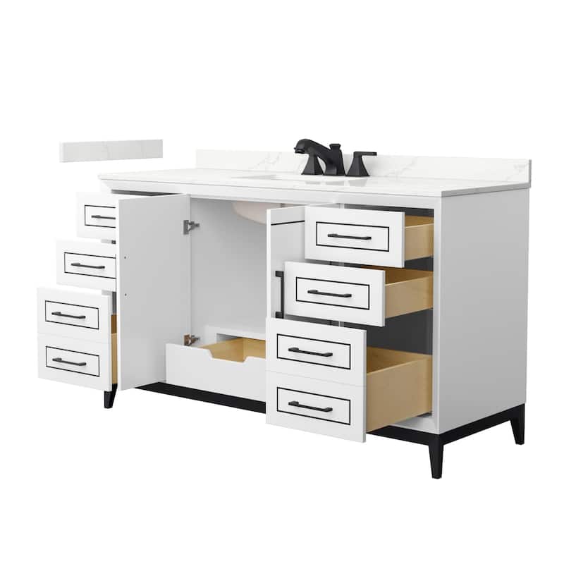 Wyndham Collection WCH515160S-QTZ-US3MXX Marlena 60" Free Standing