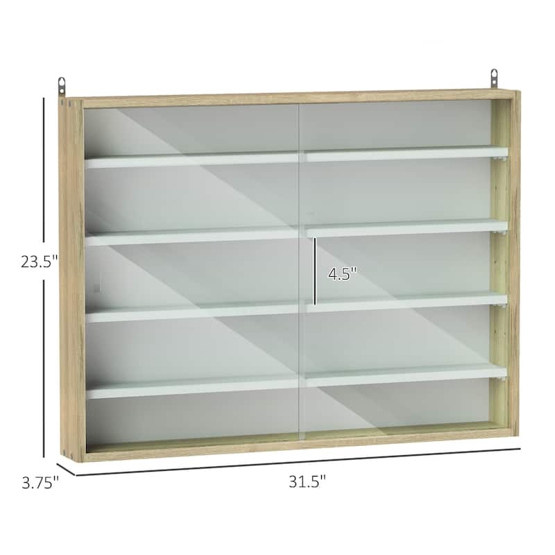 Particleboard Wall-Mounted Display Cabinet with Glass Doors - 31.5" W x 3.7" D x 23.6" H