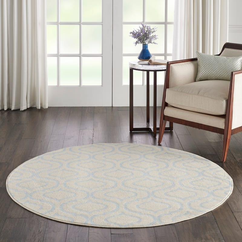 Nourison Jubilant Moroccan Trellis Area Rug - 5'3" Round - Aqua