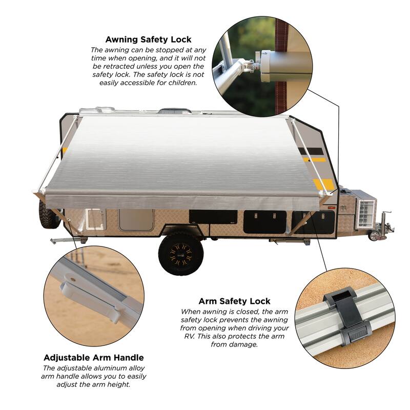 ALEKO Retractable 20 X 8 ft RV Awning or Patio Canopy Black Fade
