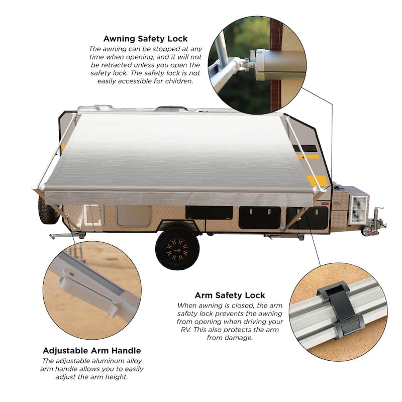 ALEKO Waterproof Retractable 16'X8' RV or Home Patio Canopy Awning