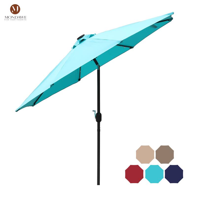 9Ft Patio Market Umbrella with 32 LED Round Solar