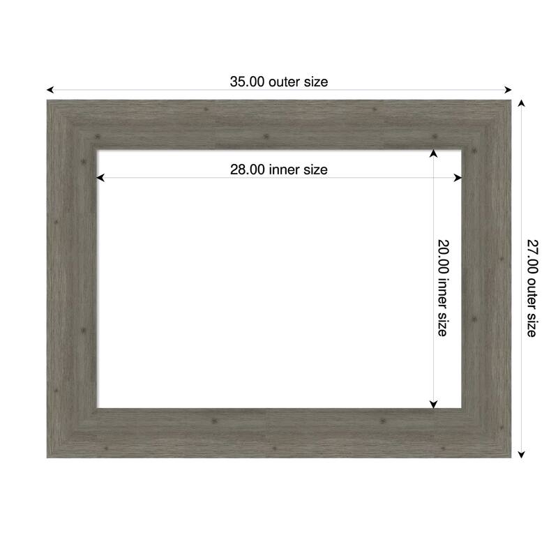 Amanti Art Fencepost Brown Framed Dry Erase Magnetic Board - 35 x 27 in - Fencepost Grey