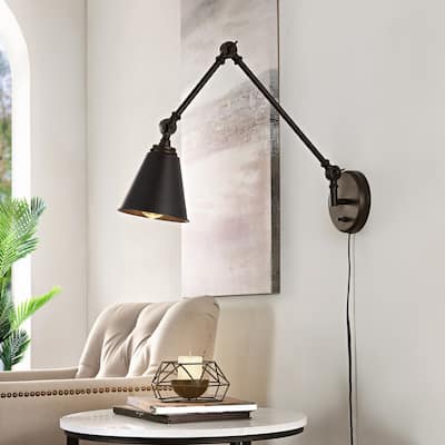 SAFAVIEH Lighting Kensley Adjustable LED Wall Sconce - 21" W x 5.9" D x 19.5" H