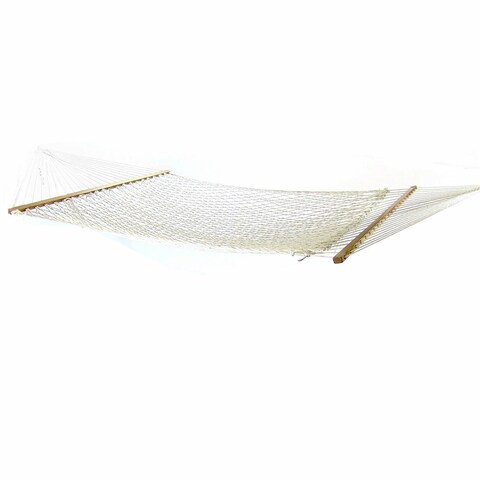 Sunnydaze 2-Person Polyester Rope Hammock with Spreader Bars, Natural, 450 Pound