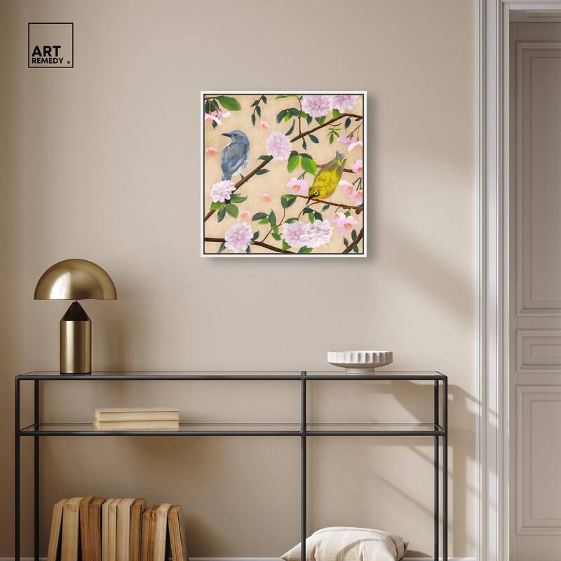 Birds Cuddle Canvas by Art Remedy