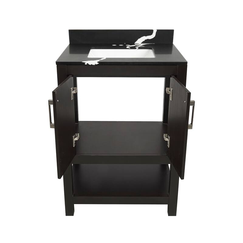 Taos 25" Bathroom Vanity with Cultured Marble Vanity Top Sink in White with White Basin