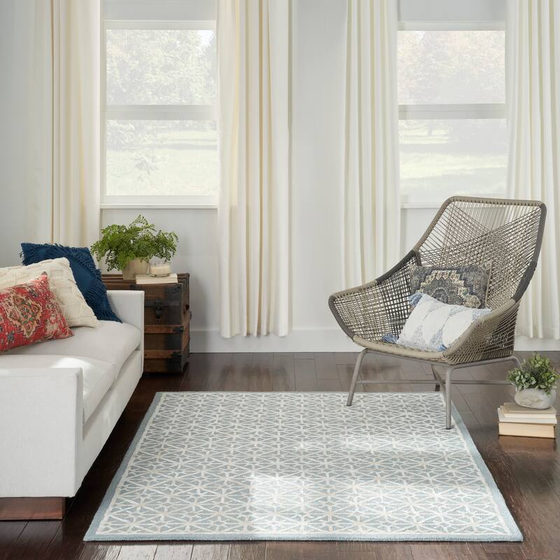 New Concept Washables Series 2 Modern Geometric Area Rug - 3' 9" x 5' 9" - Light Blue - Rectangle