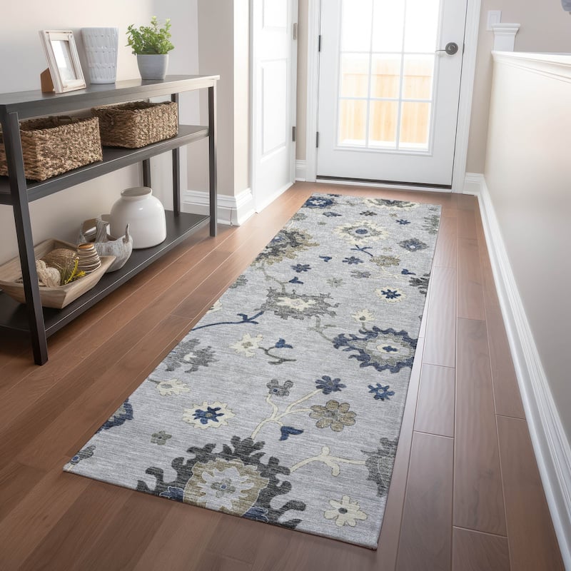 Premium Washable Super Soft Traditional Farmhouse Mayfield Rug - Silver - 2' 3" x 7' 6"