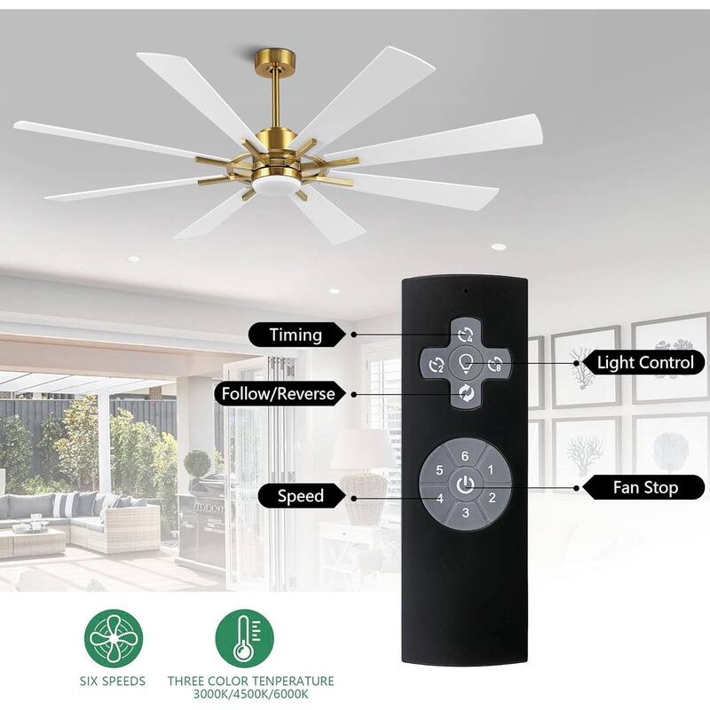 AeroBlade 72" 8-Blade 6-Speed Ceiling Fan with LED Light