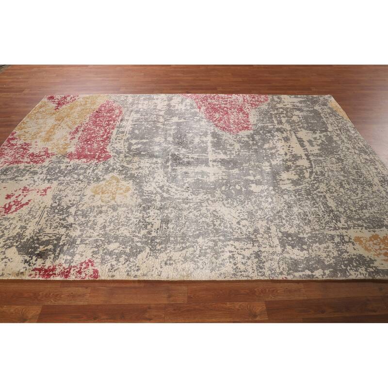 All-Over Abstract Oriental Area Rug Hand-Knotted Wool Carpet - 6'5" X 9'4"