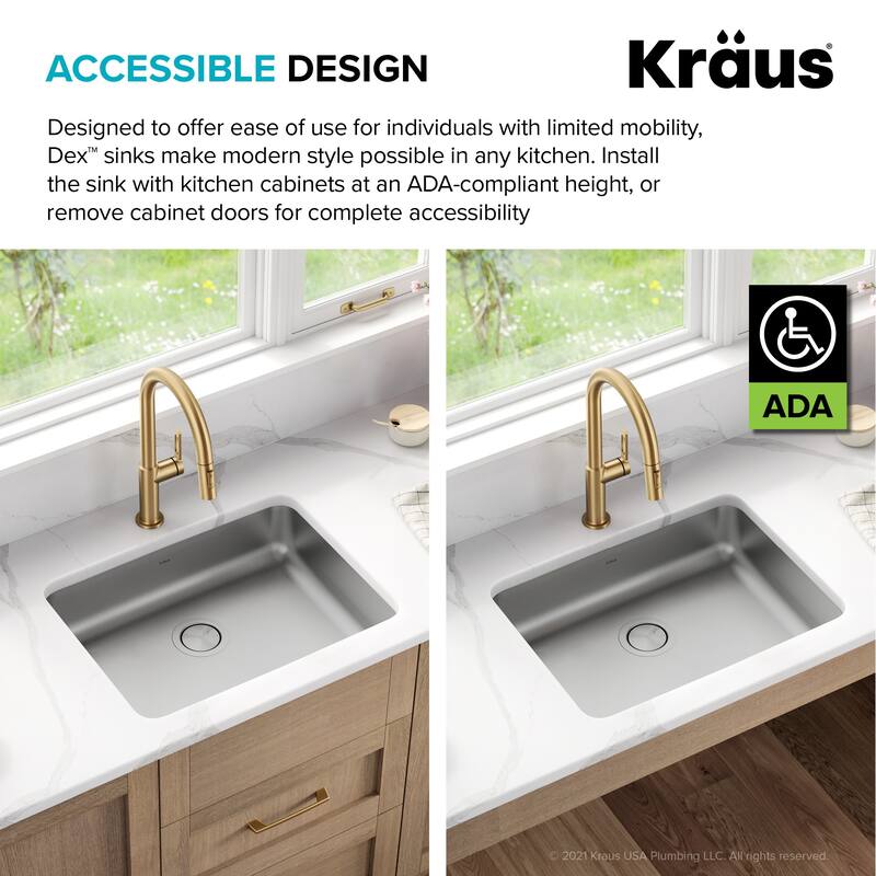 Kraus Dex 25" Undermount Single Basin 16 Gauge Stainless Steel Kitchen
