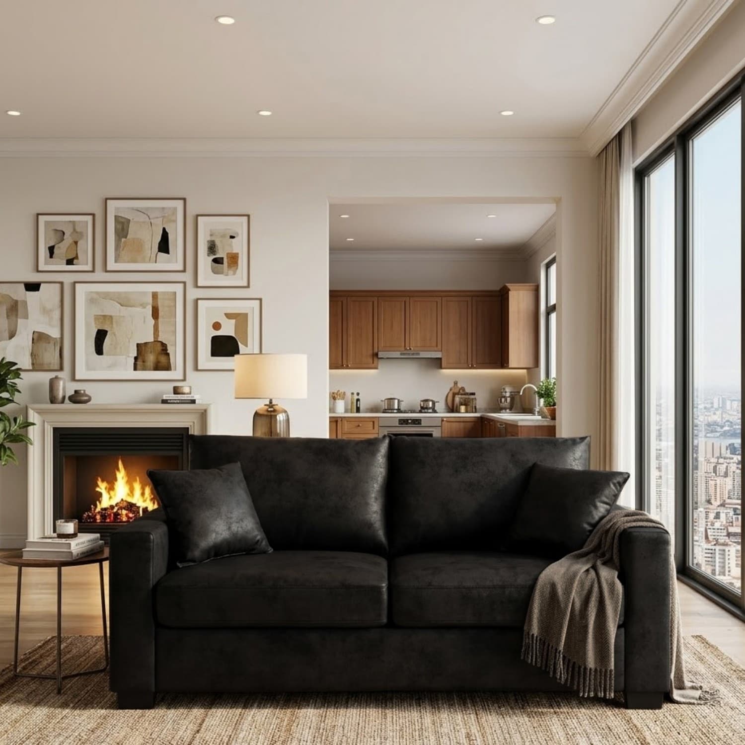 69" 2-Seater Sofa with 2 Throw Pillows