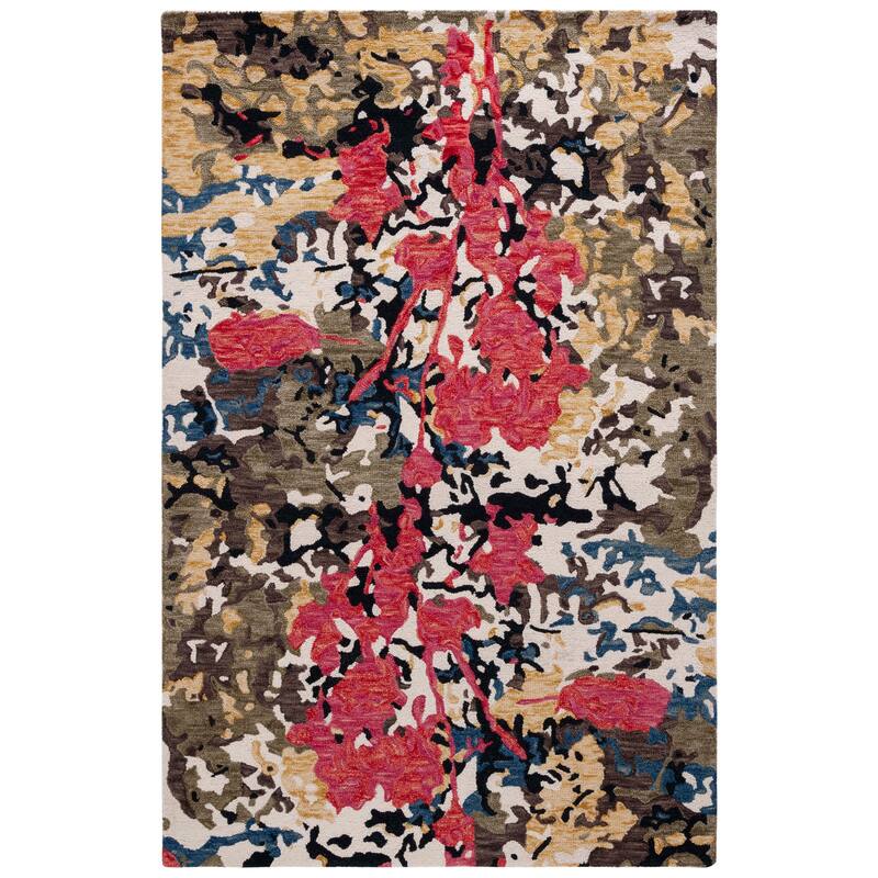 SAFAVIEH Handmade Blossom Florinela French Country Floral Wool Rug - 5' x 8' - Green/Ivory