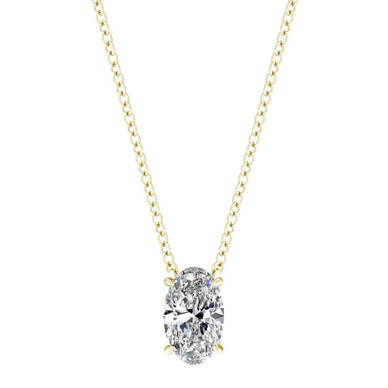 Auriya 1/4ctw Oval Solitaire Diamond Necklace 14k Gold Prong-set (H-I, I1-I2) - Yellow