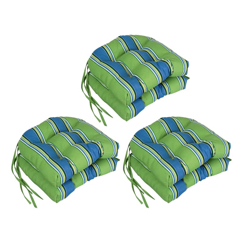 16-inch Rounded Back Tufted Indoor/ Outdoor Chair Cushions (Set of 6) - Haliwell Caribbean