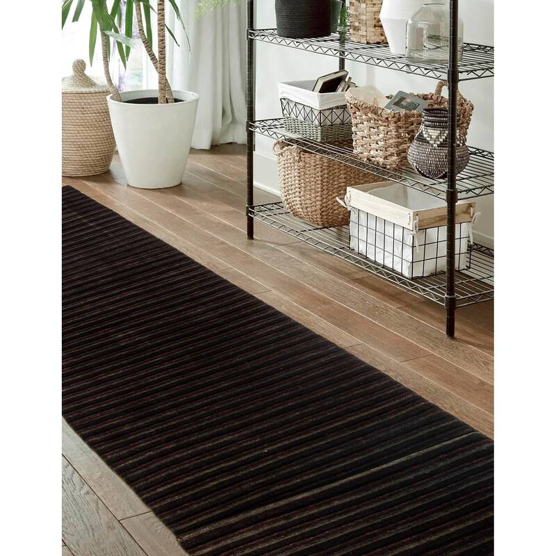 ECARPETGALLERY Hand-knotted Opulence Grey Viscose, Wool Rug - 2'10 x 11'7