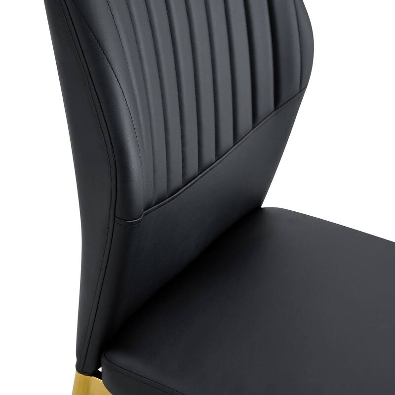Set of 4 Vertical Stripe Design Dining Chair with Metal Leg Armless Chair Accent Chair Armless Chair for Dining Room