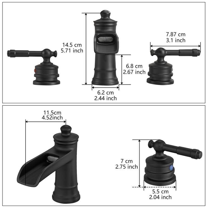 Bathroom Faucets for Sink 3 Hole ORB 8 inch Widespread Sink Faucet - Black