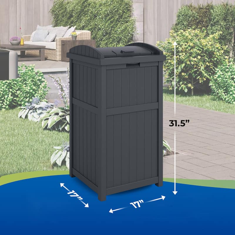 Suncast 30 Gallon Hideaway Trash Waste Bins for Outdoor, Cyberspace (2 Pack)