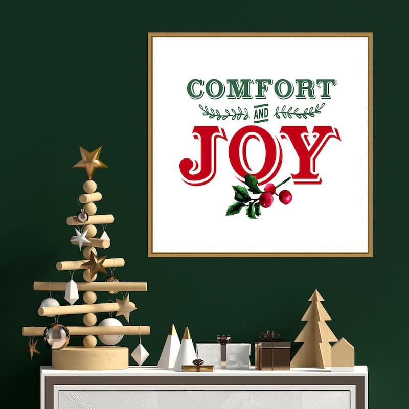 Comfort and Joy Holly Berry by Amanti Art Portfolio Framed Canvas Wall Art