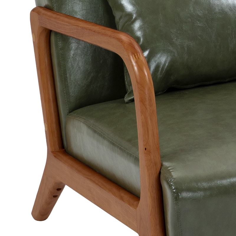 Mid Century Solid Wood Upholstered Accent Chair