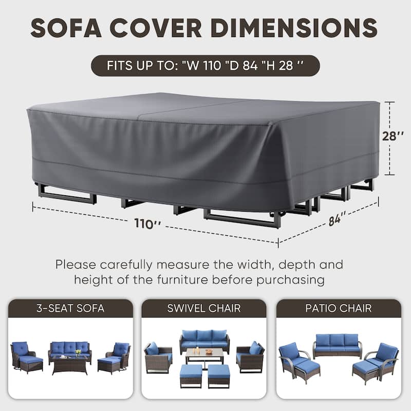 Pocassy Outdoor Patio Furniture Covers Windproof Cover Protective