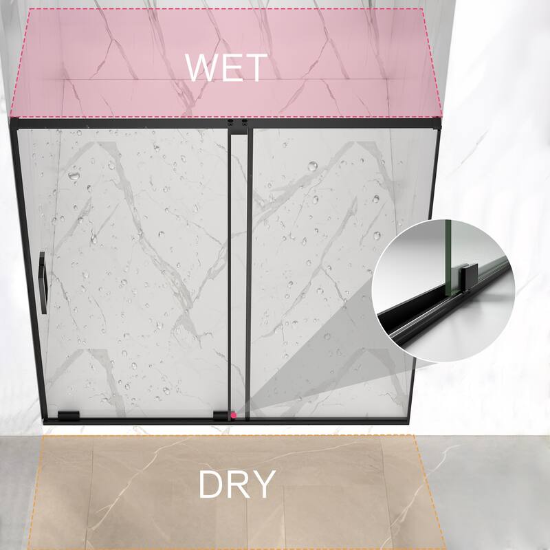 Topcraft 56-60" W x 72" H Semi-Frameless Sliding Shower Door - 60*72