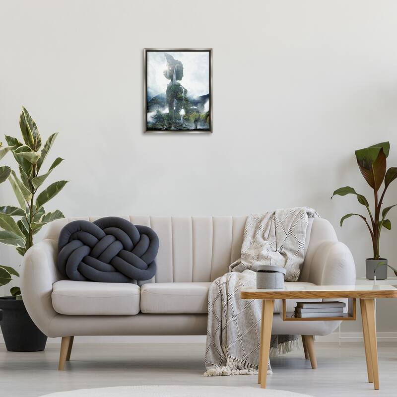 Stupell Mossy Nature Statue of Woman Framed Floater Canvas Wall Art Design By Barrett Biggers