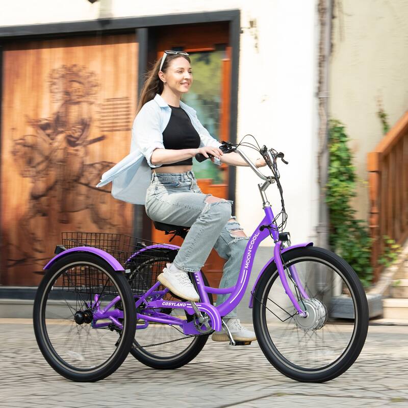 DoCred 24" Adult 7-Speed Electric Tricycles, 3 Wheel Bike Bicycle