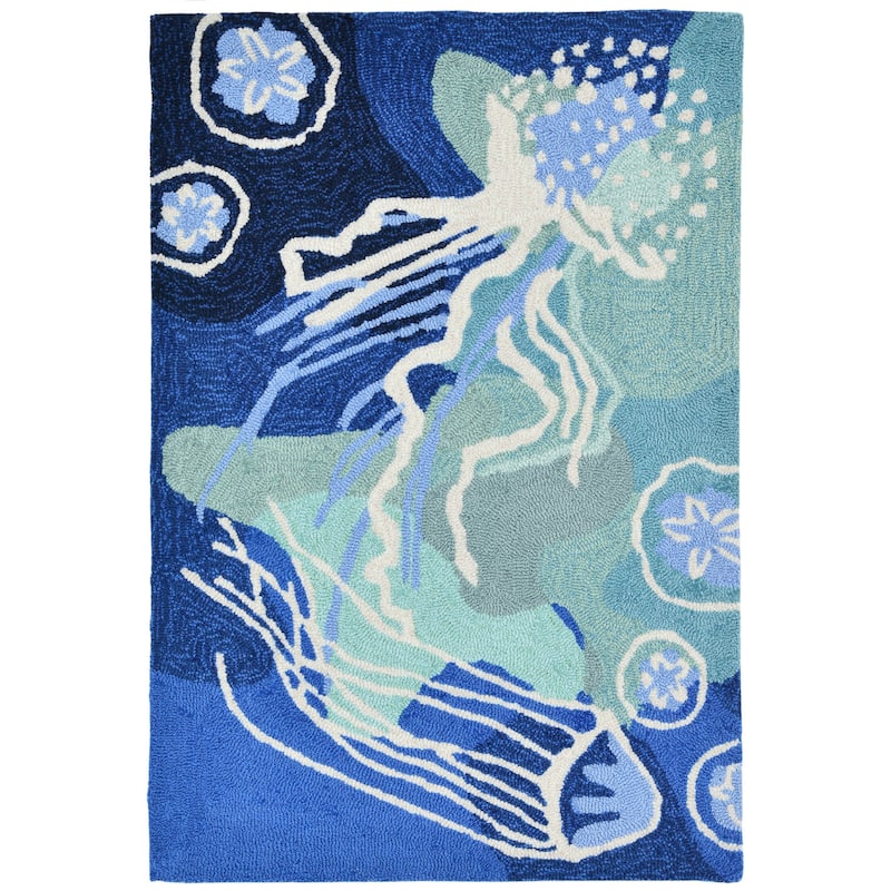 Liora Manne Capri Jelly Fish Indoor/Outdoor Rug Ocean - 1'8" x 2' 6"