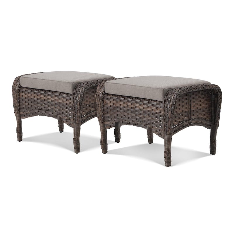 Outdoor Patio Ottoman with Seat Cushion