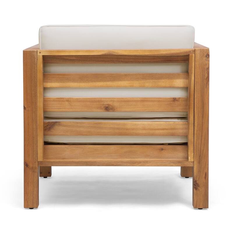 Oana Outdoor Acacia Wood Club Chair with Cushion by Christopher Knight Home